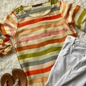 Outback Yellow striped shirt 3/4 length sleeve